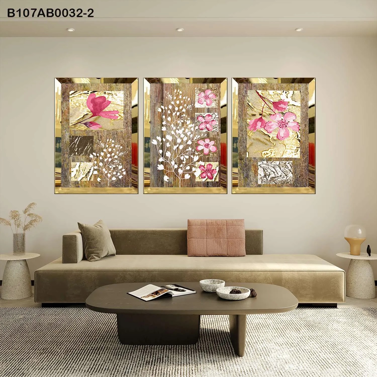 لوحات جدارية ثلاث قطع مع إطار بلكسي عاكس