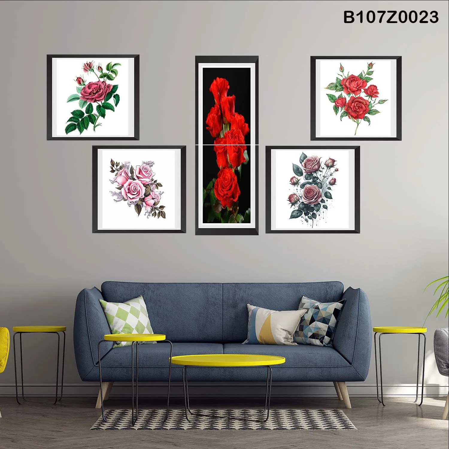 لوحة حائط خشبية تعليق مطبوعة – طقم 6 قطع