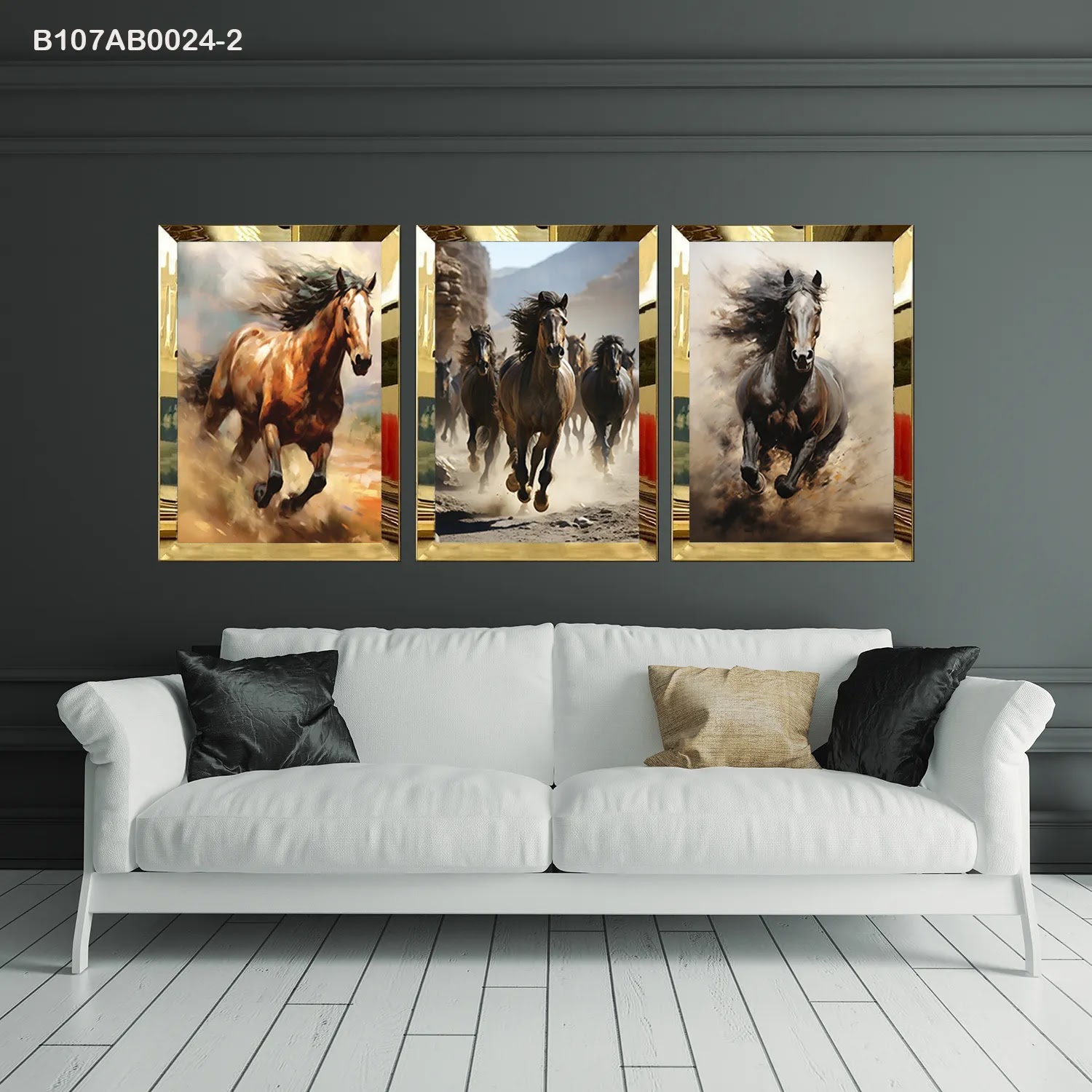 لوحات جدارية ثلاث قطع مع إطار بلكسي عاكس