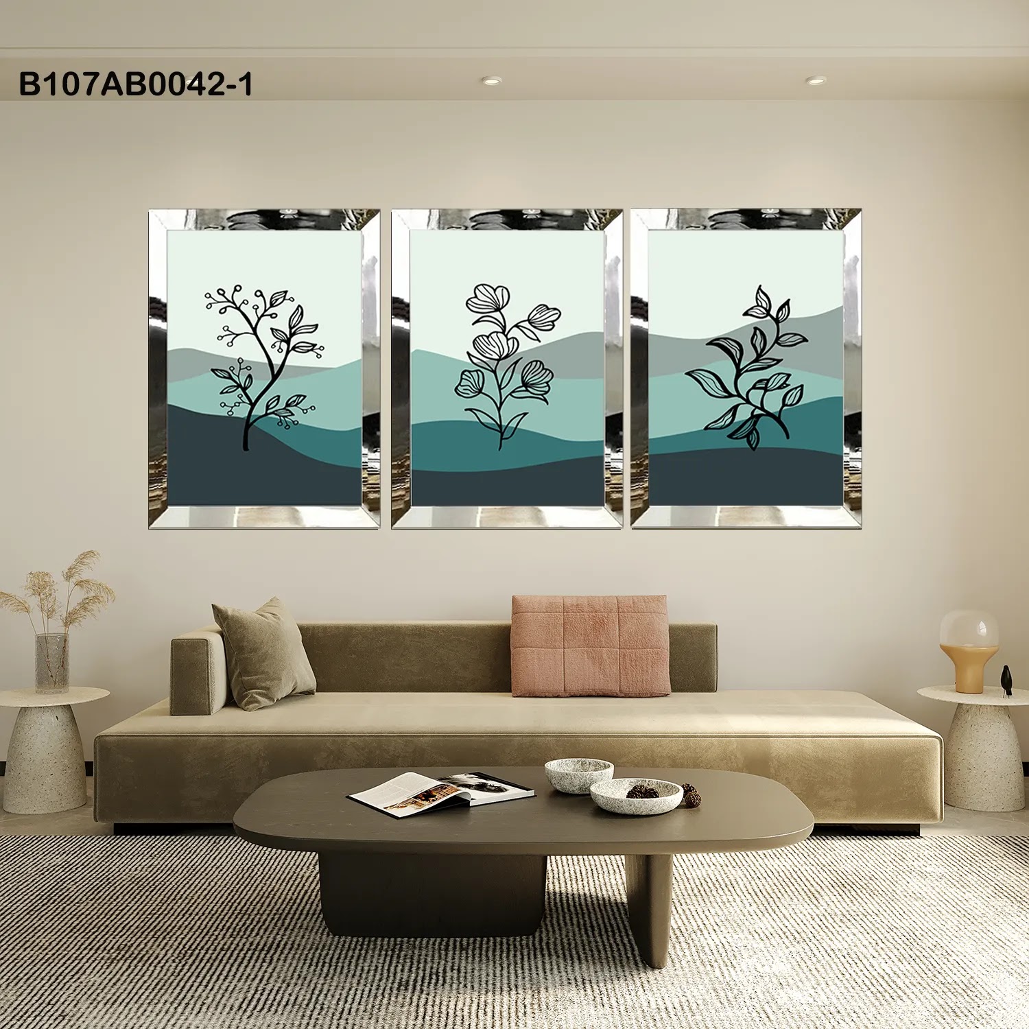 لوحات جدارية ثلاث قطع مع إطار بلكسي عاكس