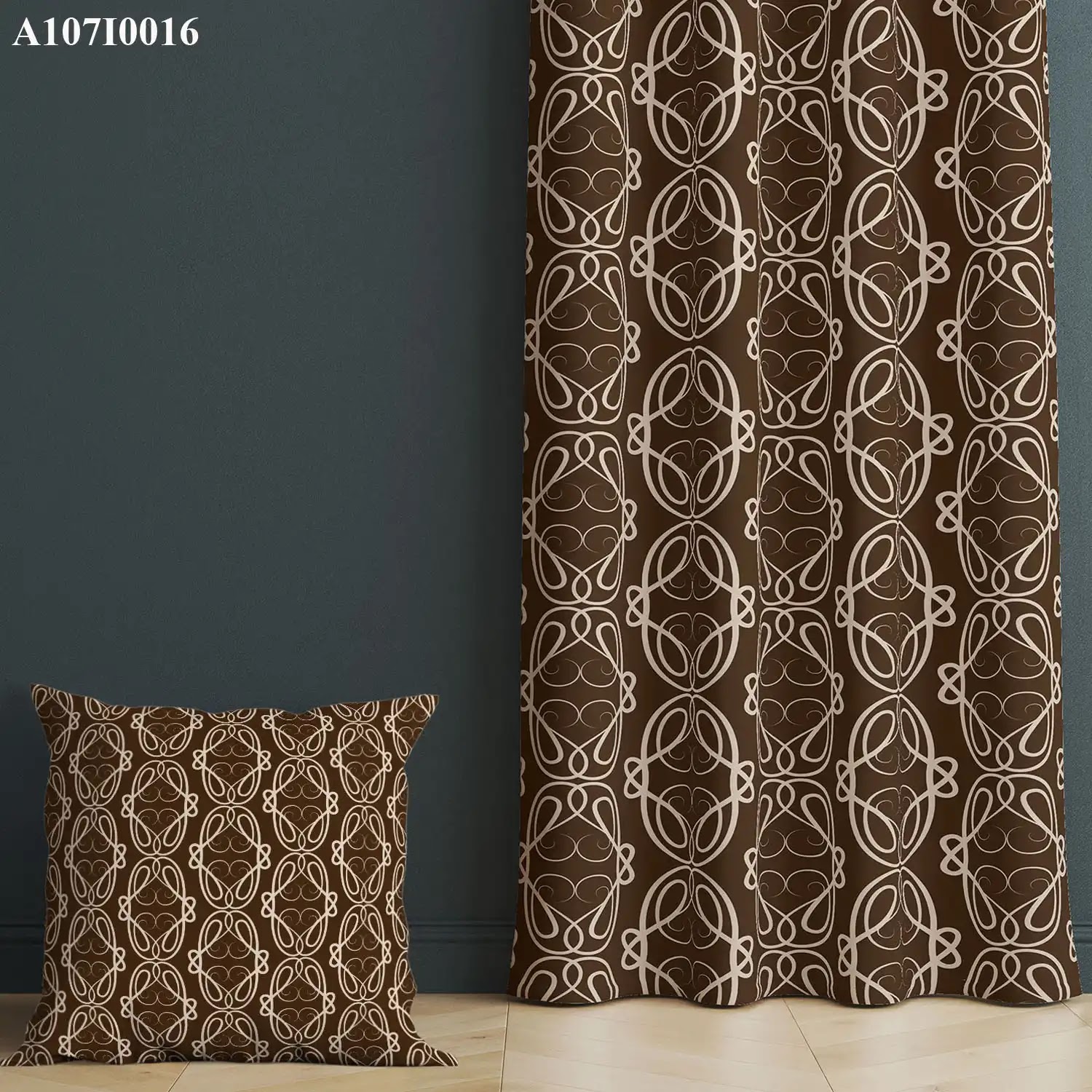 ستائر ووجه مخدة مطبوع