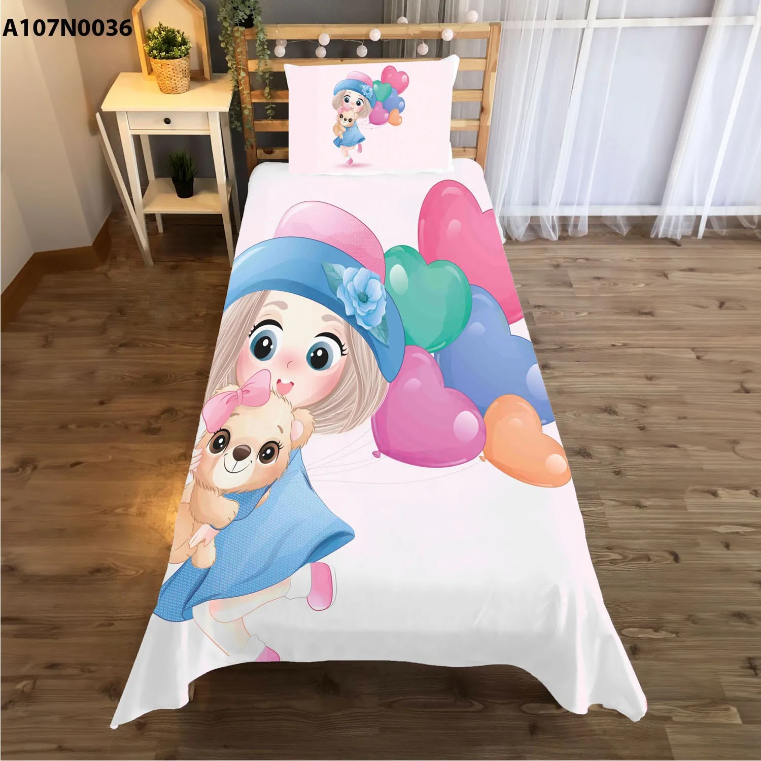 وجه سرير مع وجه مخدة طباعة