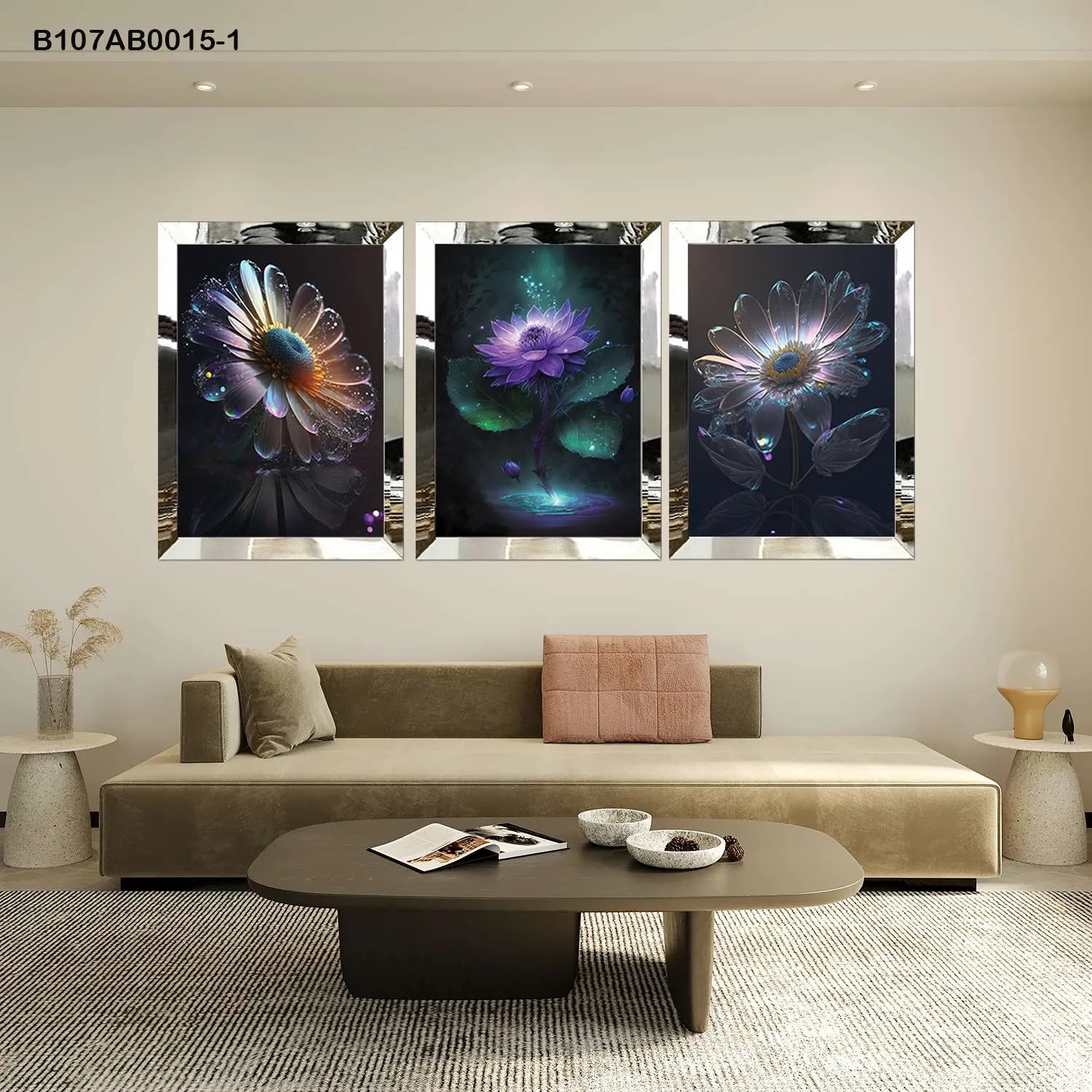 لوحات جدارية ثلاث قطع مع إطار بلكسي عاكس