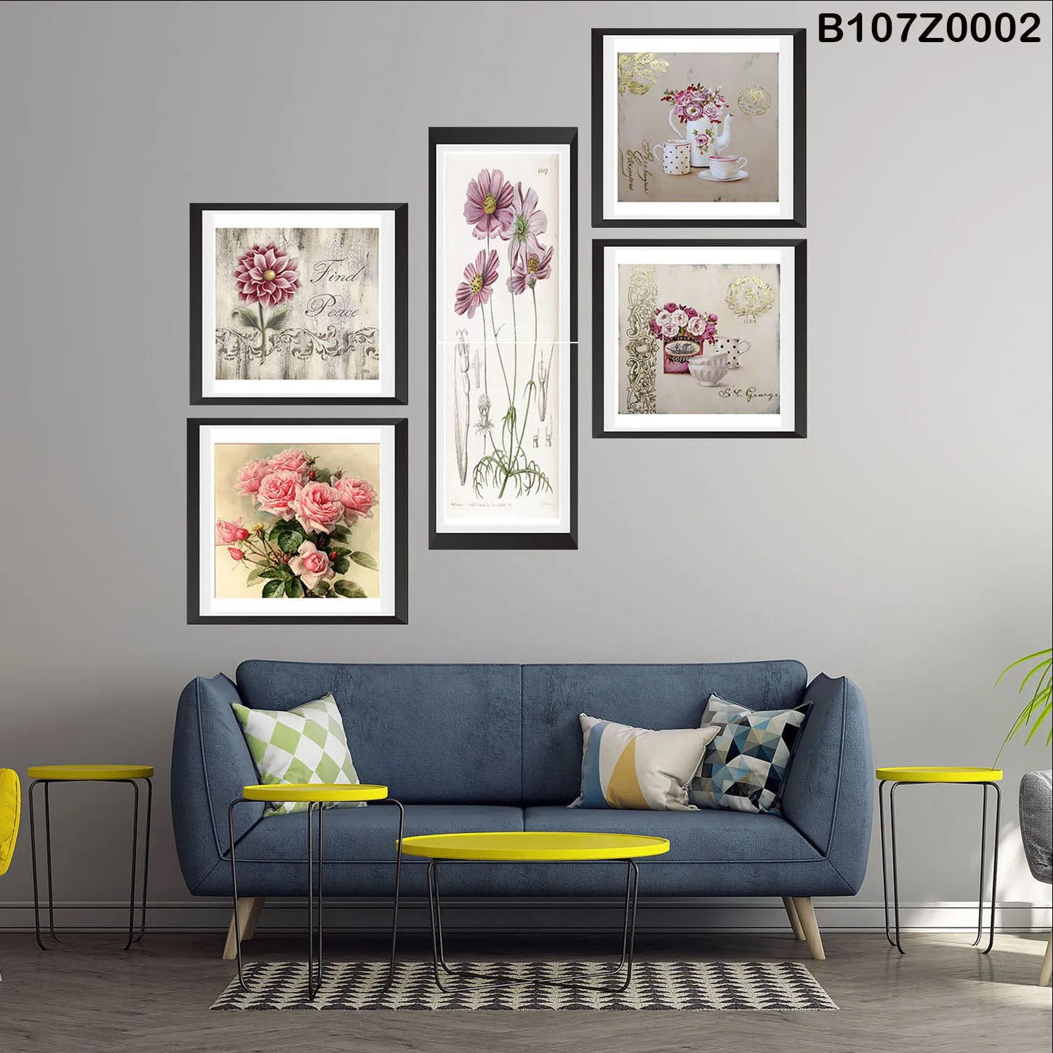 لوحة حائط خشبية تعليق مطبوعة – طقم 6 قطع