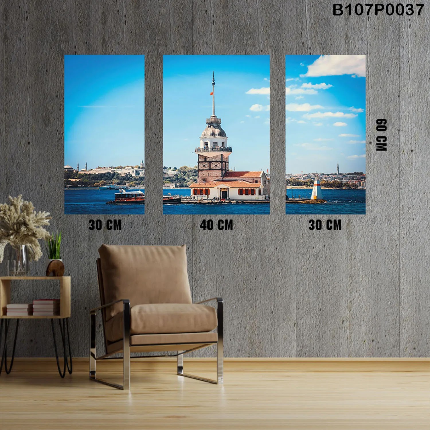 Triptych panel with Istanbul and Maiden's Tower