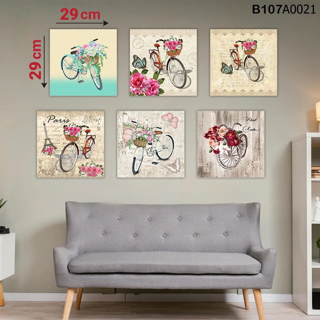 لوحة حائط خشبية مطبوعة – طقم 6 قطع