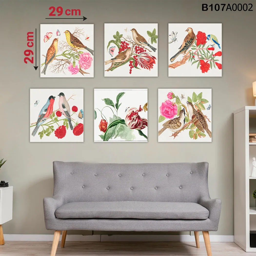 لوحة حائط خشبية مطبوعة – طقم 6 قطع