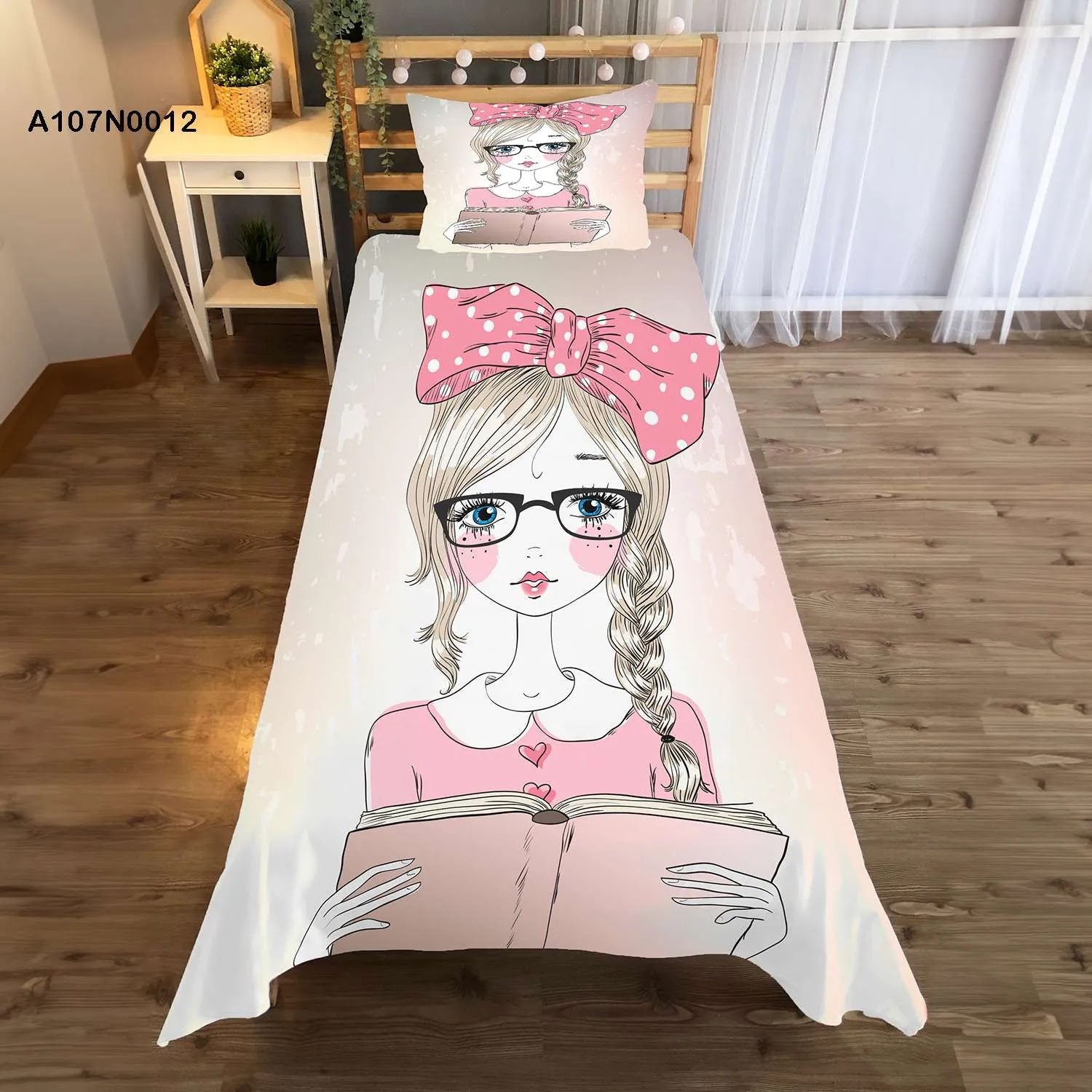 وجه سرير مع وجه مخدة طباعة