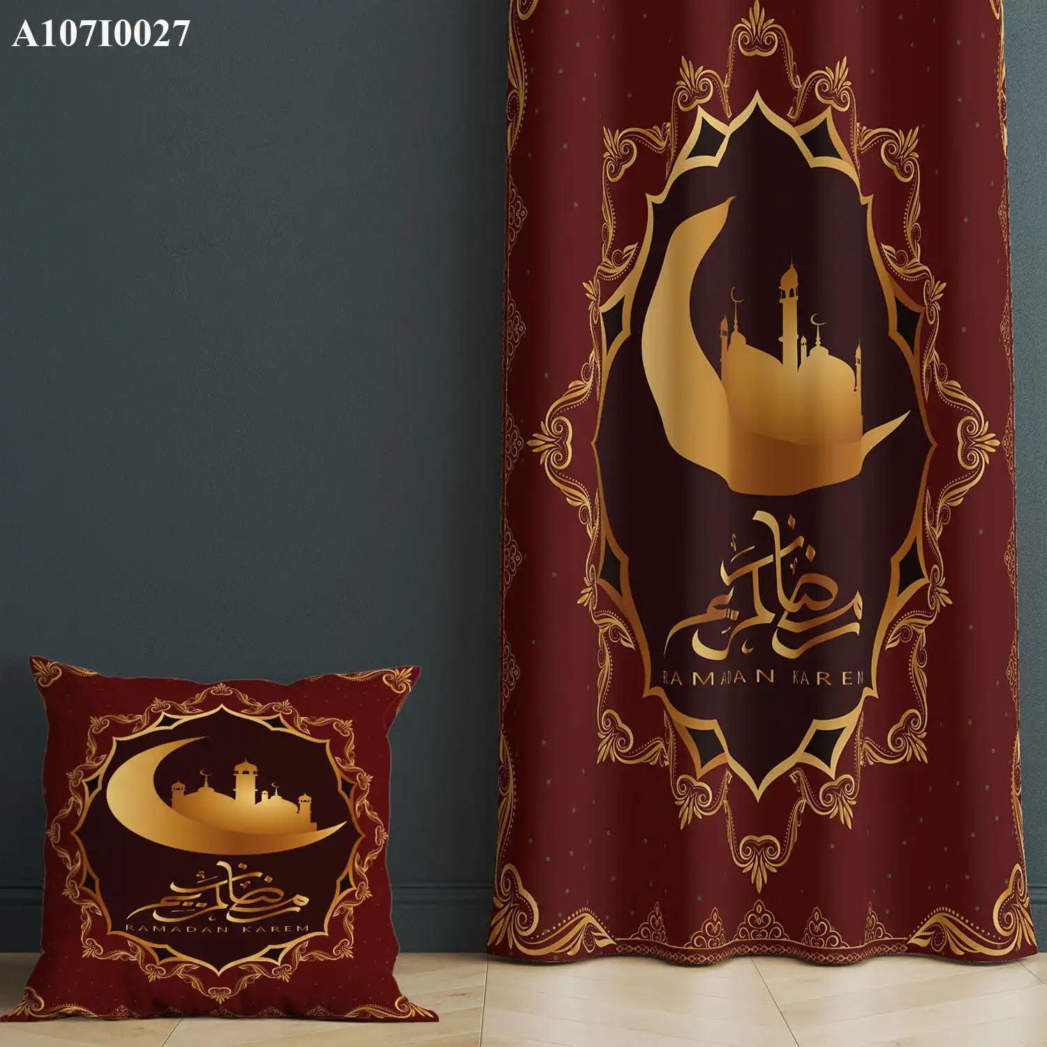 ستائر ووجه مخدة مطبوع