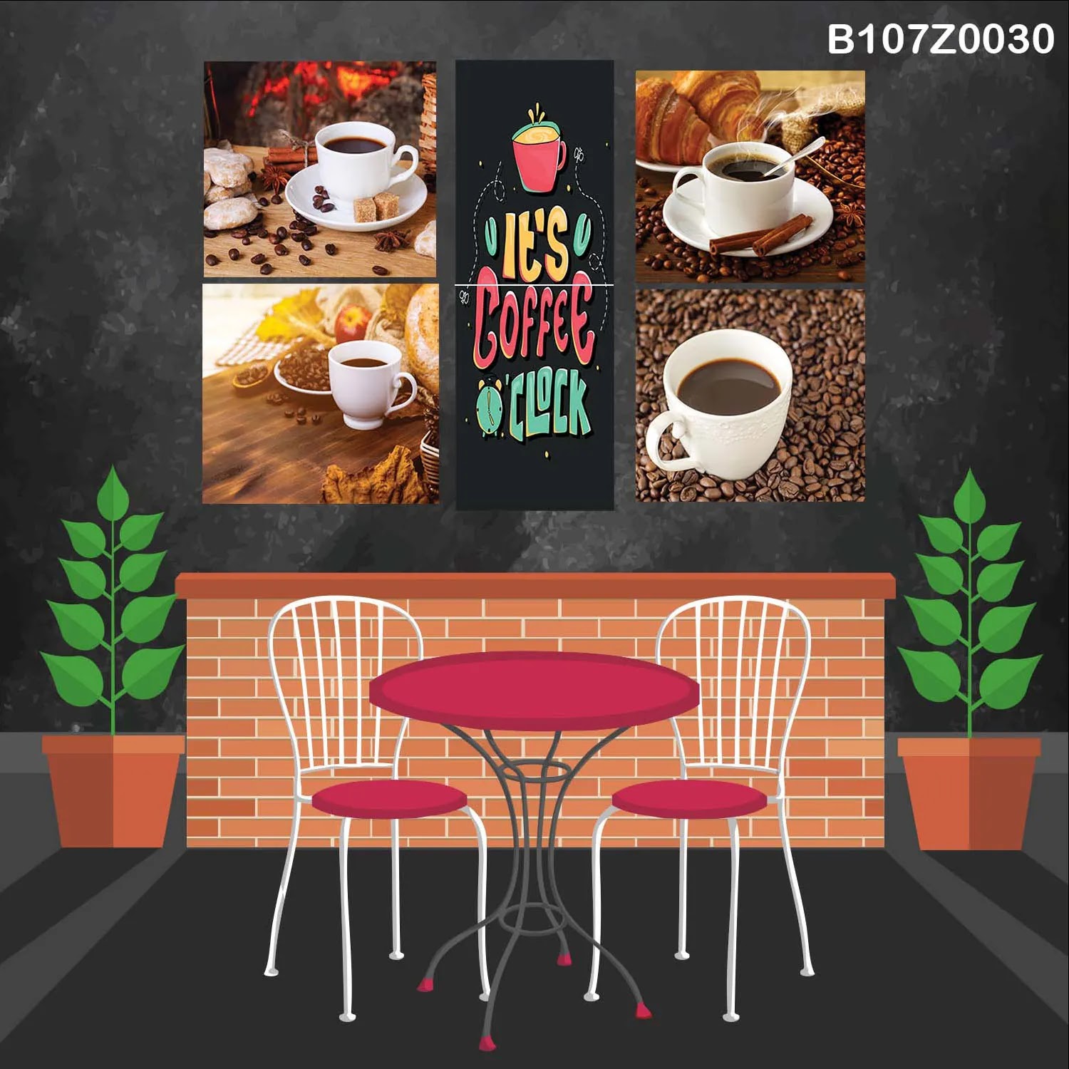 لوحة حائط خشبية تعليق مطبوعة – طقم 6 قطع