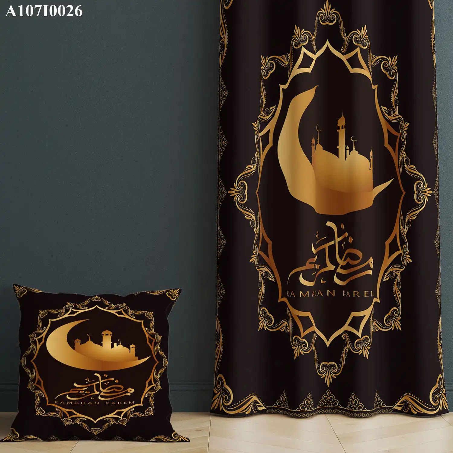 ستائر ووجه مخدة مطبوع