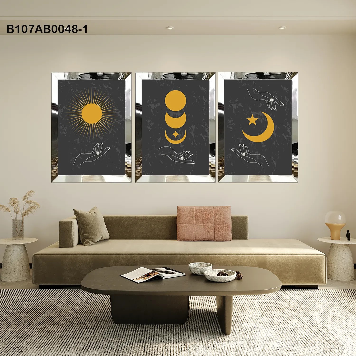 لوحات جدارية ثلاث قطع مع إطار بلكسي عاكس