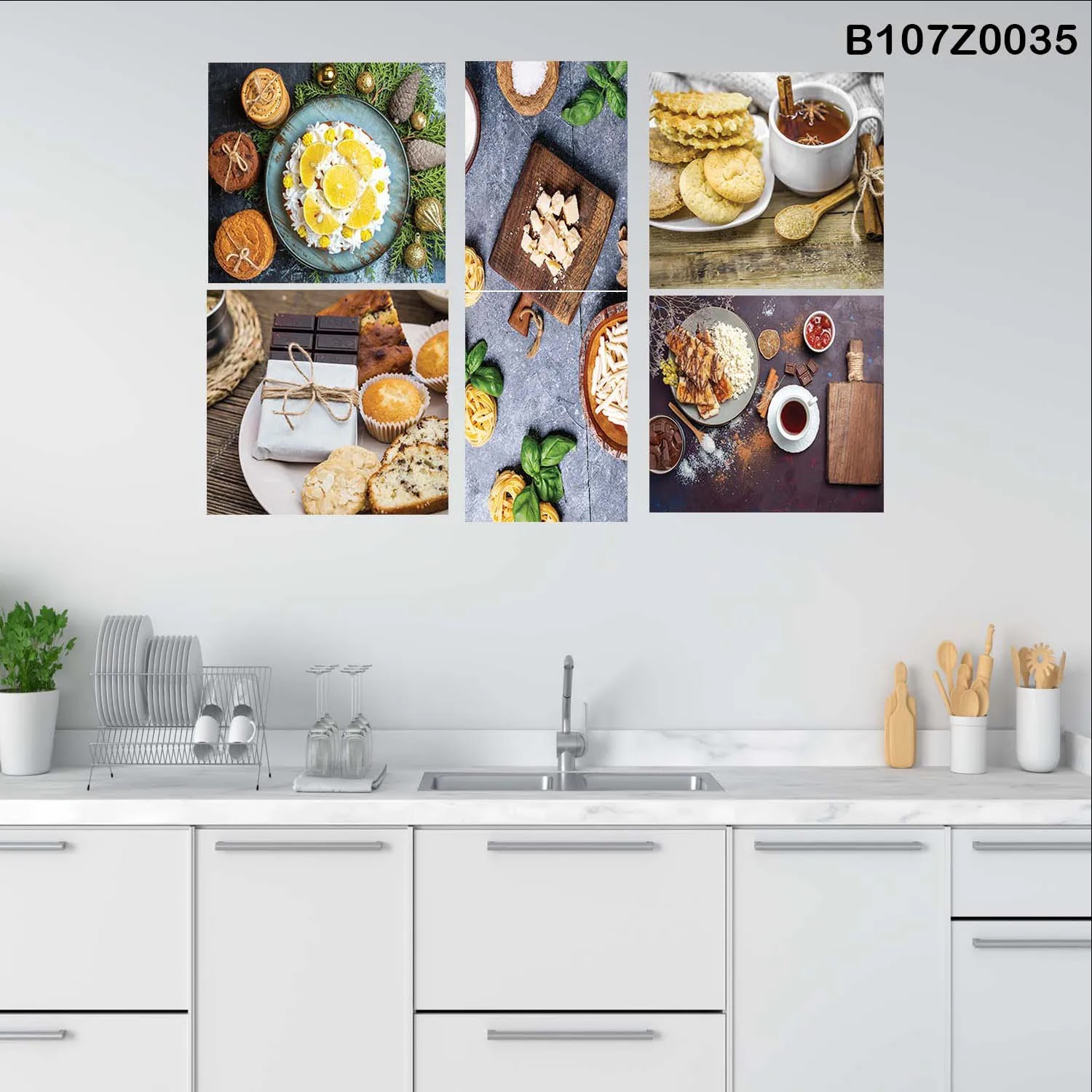 لوحة حائط خشبية تعليق مطبوعة – طقم 6 قطع