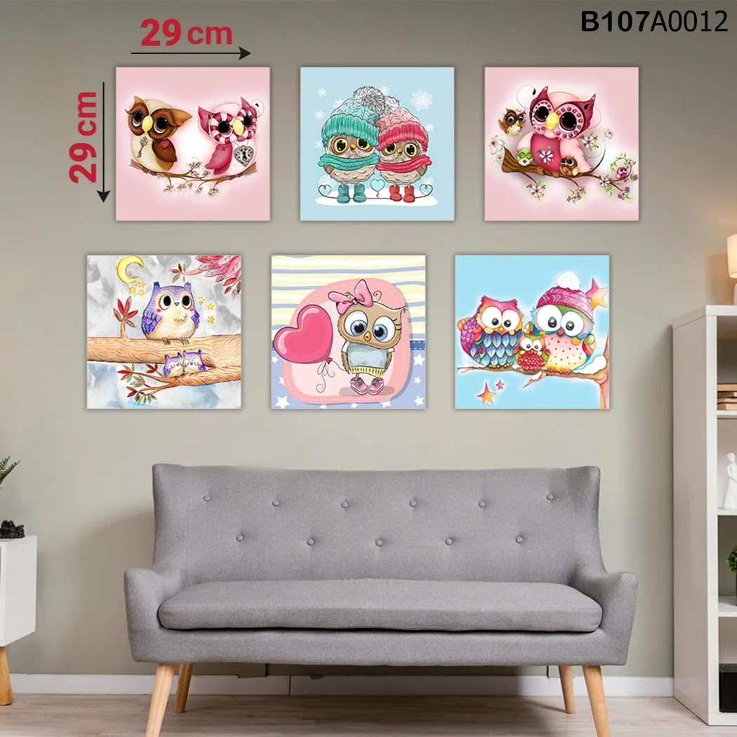 لوحة حائط خشبية مطبوعة – طقم 6 قطع