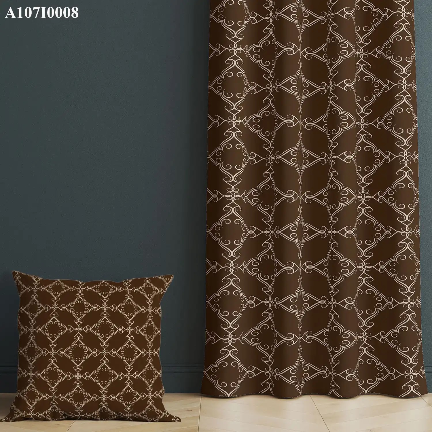 ستائر ووجه مخدة مطبوع