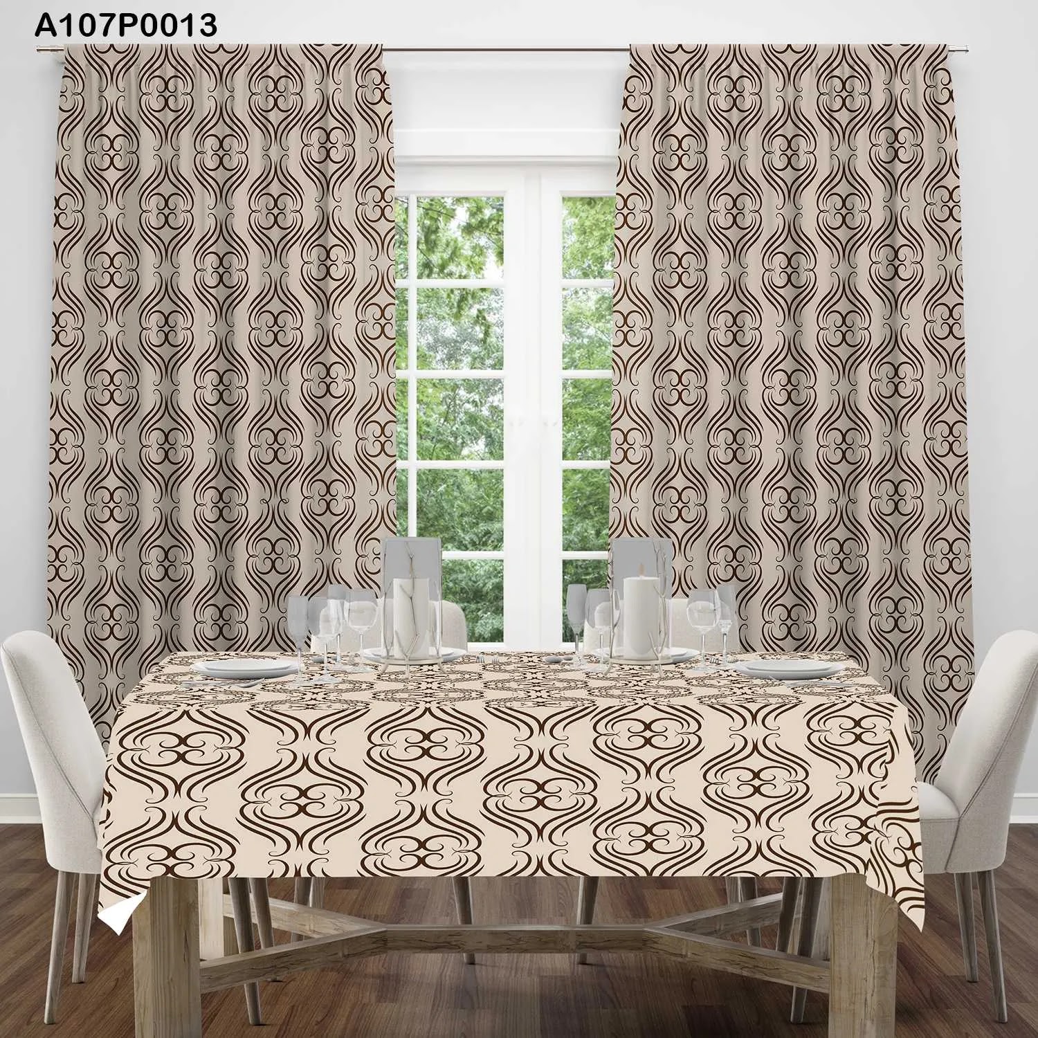 ستائر ووجه طاولة مطبوع