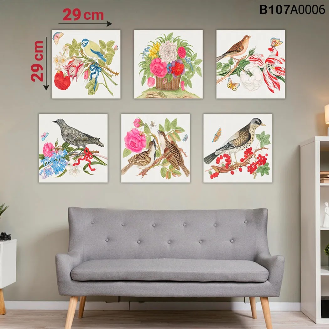 لوحة حائط خشبية مطبوعة – طقم 6 قطع