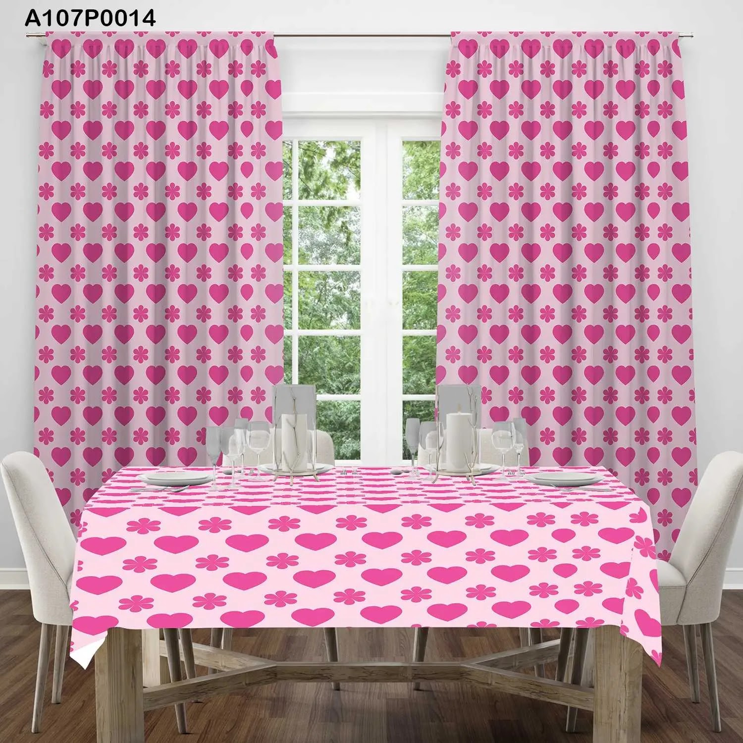 ستائر ووجه طاولة مطبوع