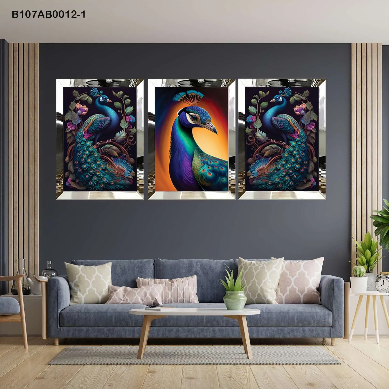 لوحات جدارية ثلاث قطع مع إطار بلكسي عاكس