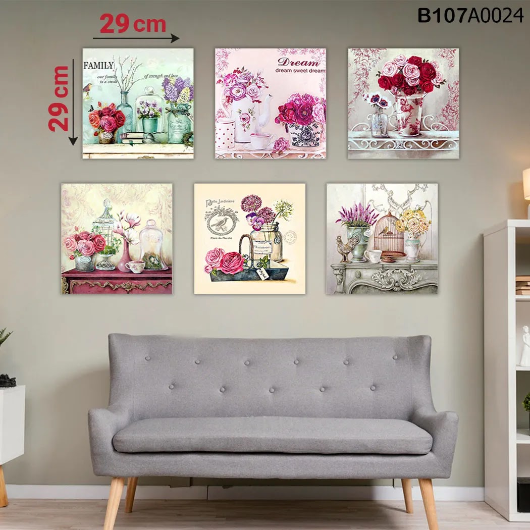 لوحة حائط خشبية مطبوعة – طقم 6 قطع