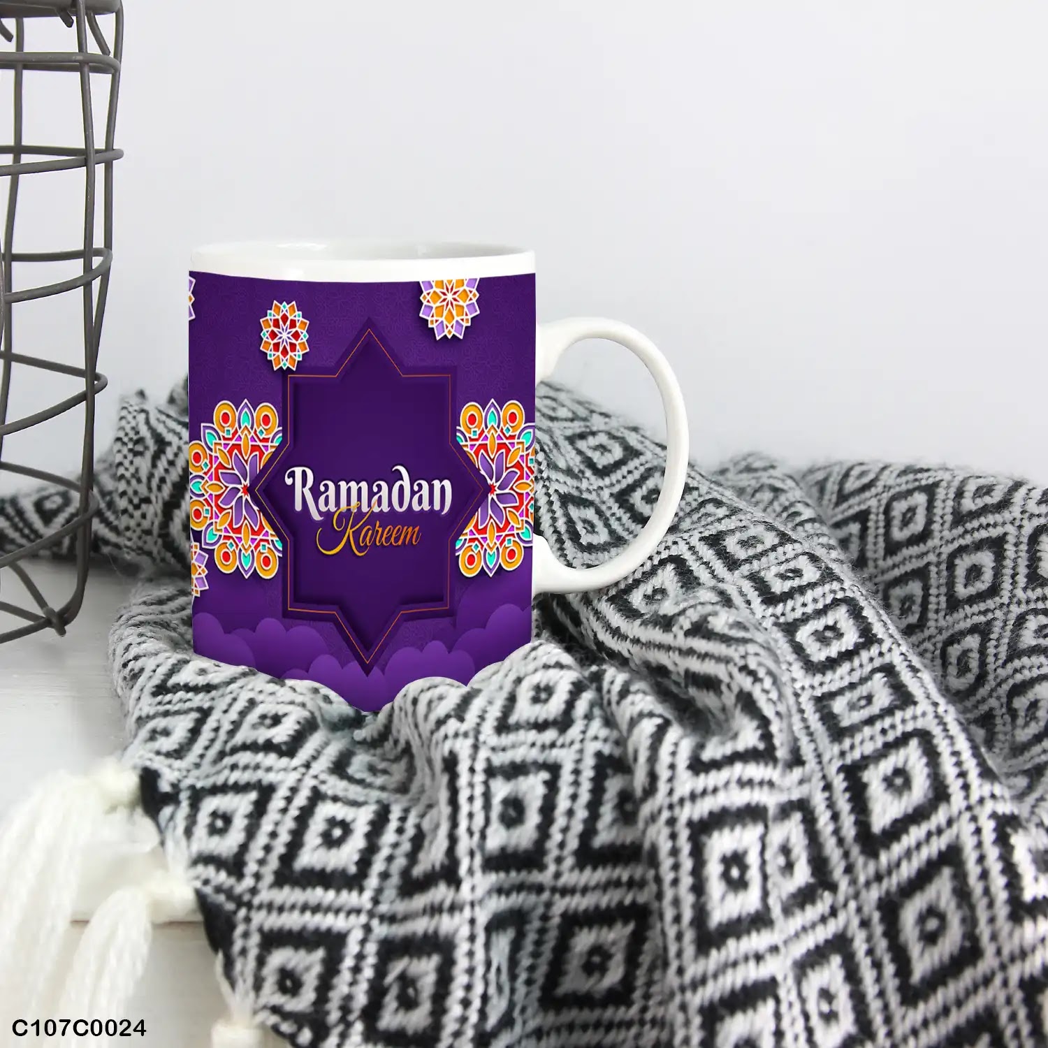 Violet printed mug (cup) for Ramadan