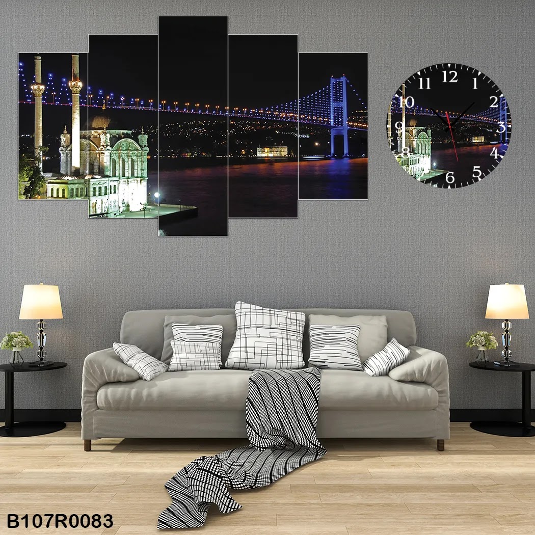 A clock and wall panel of Bosphorus Bridge