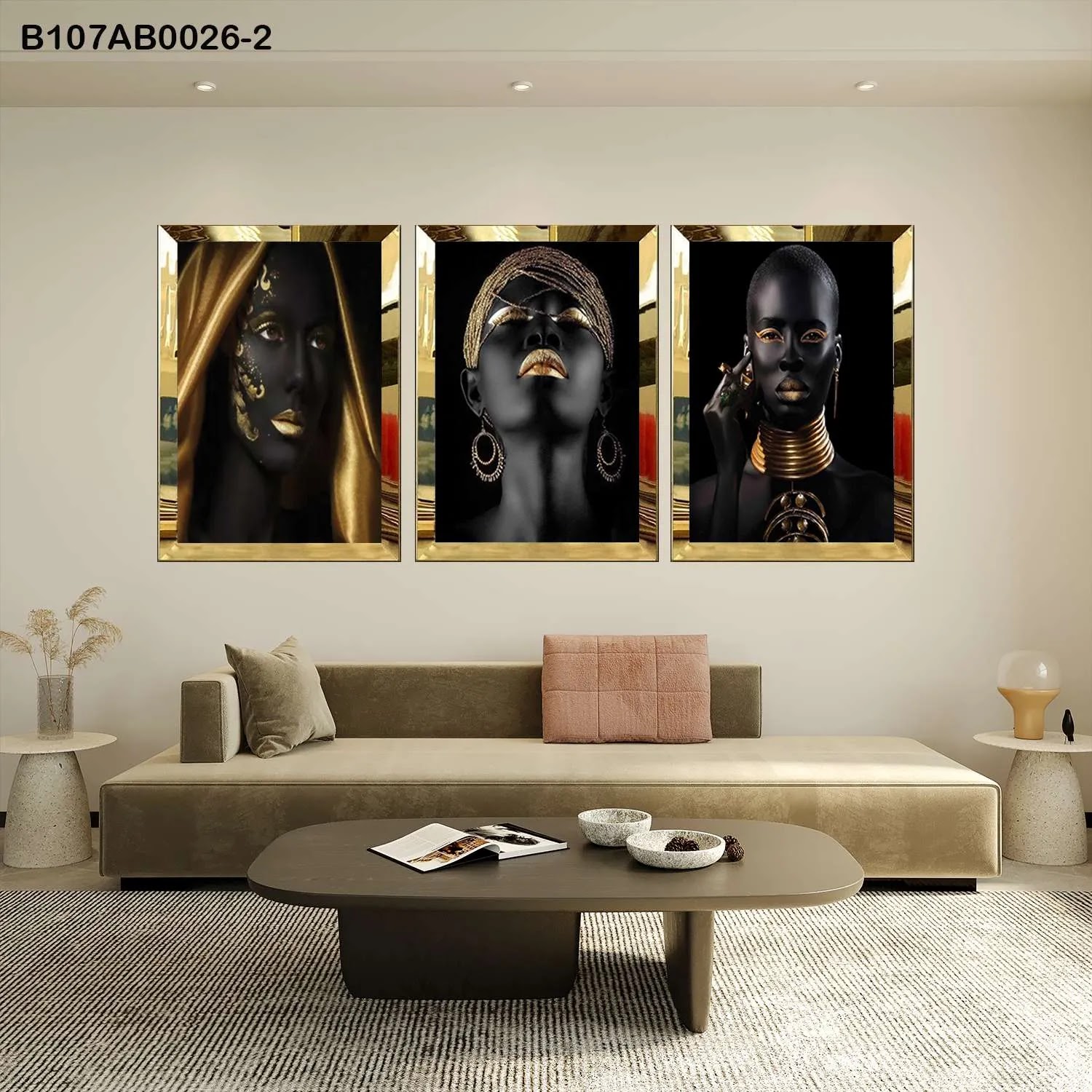 لوحات جدارية ثلاث قطع مع إطار بلكسي عاكس