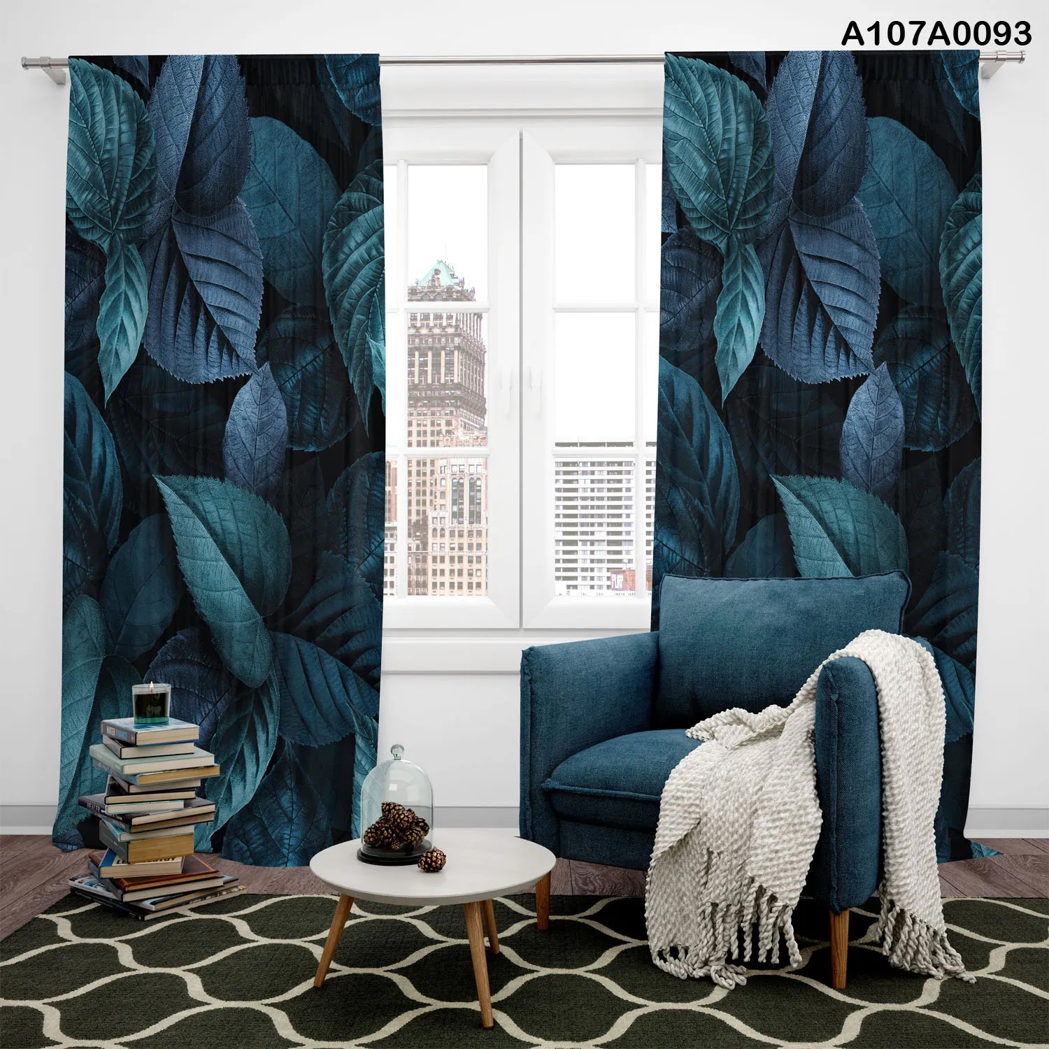 Curtains with dark leavs