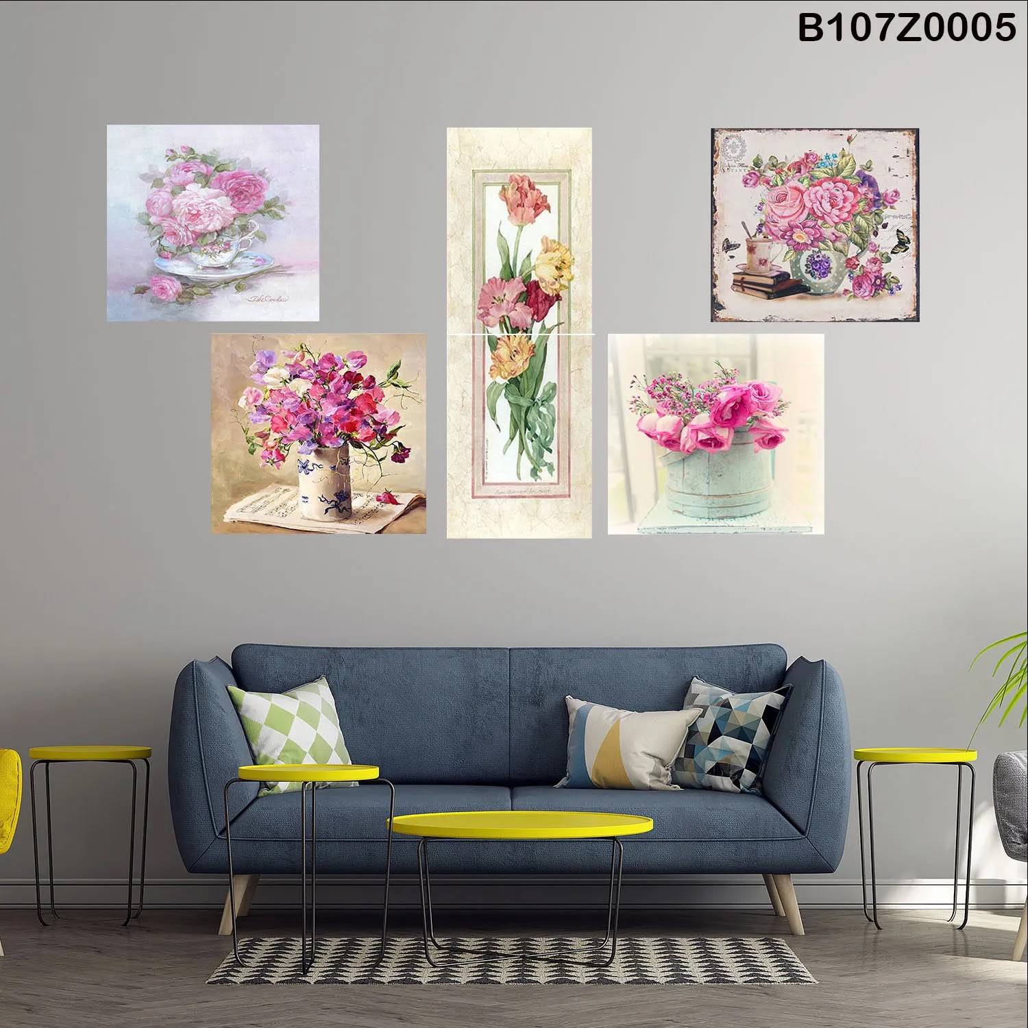 لوحة حائط خشبية تعليق مطبوعة – طقم 6 قطع