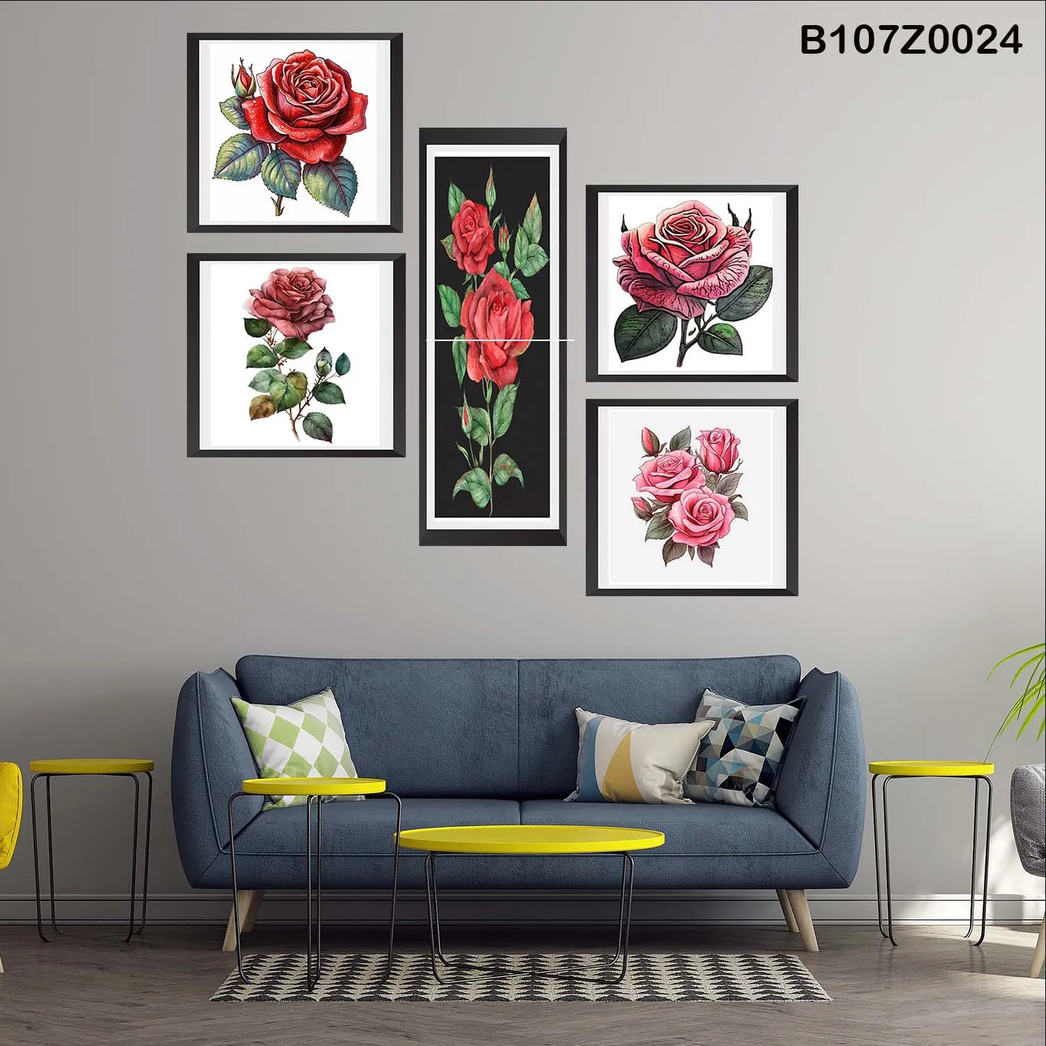 لوحة حائط خشبية تعليق مطبوعة – طقم 6 قطع