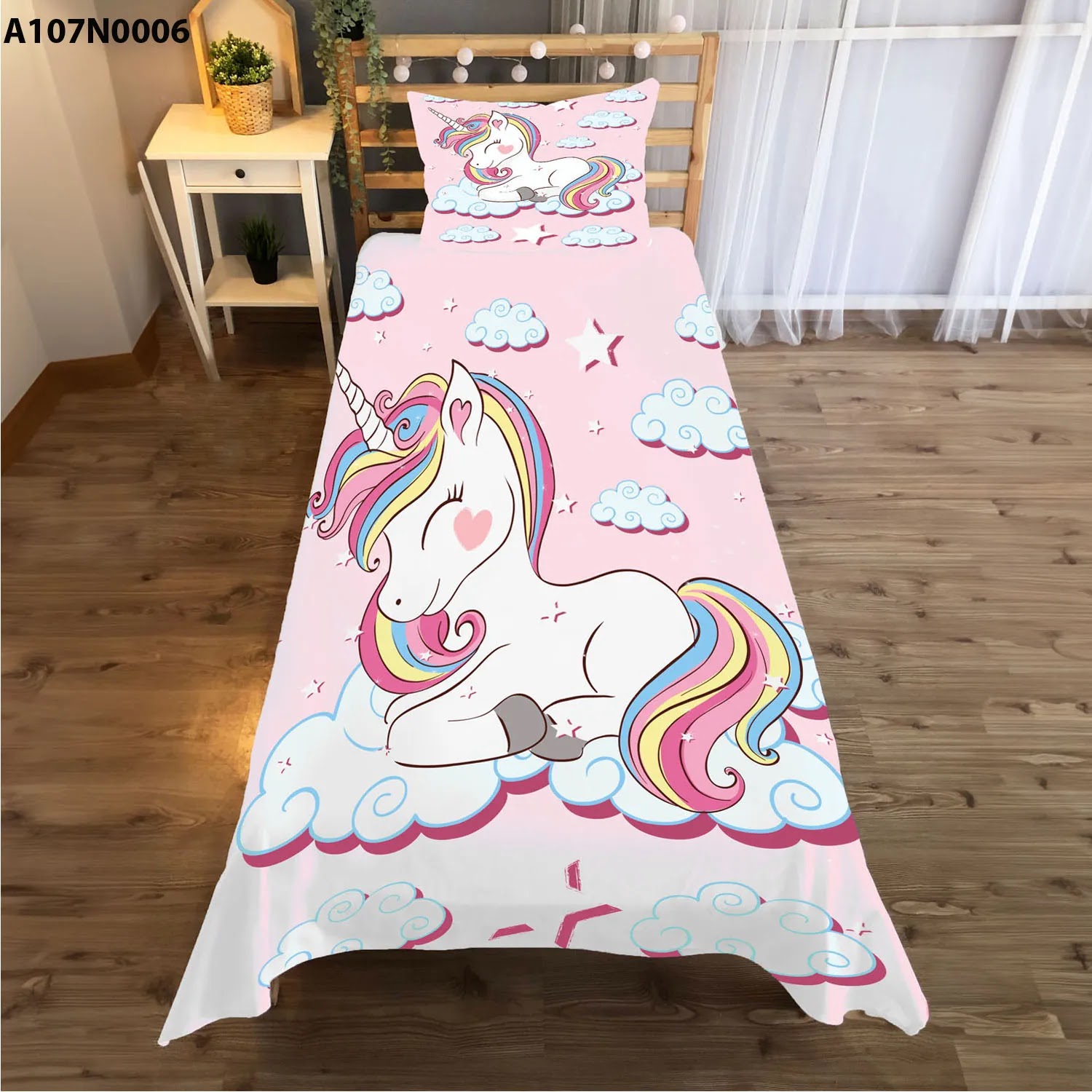 وجه سرير مع وجه مخدة طباعة