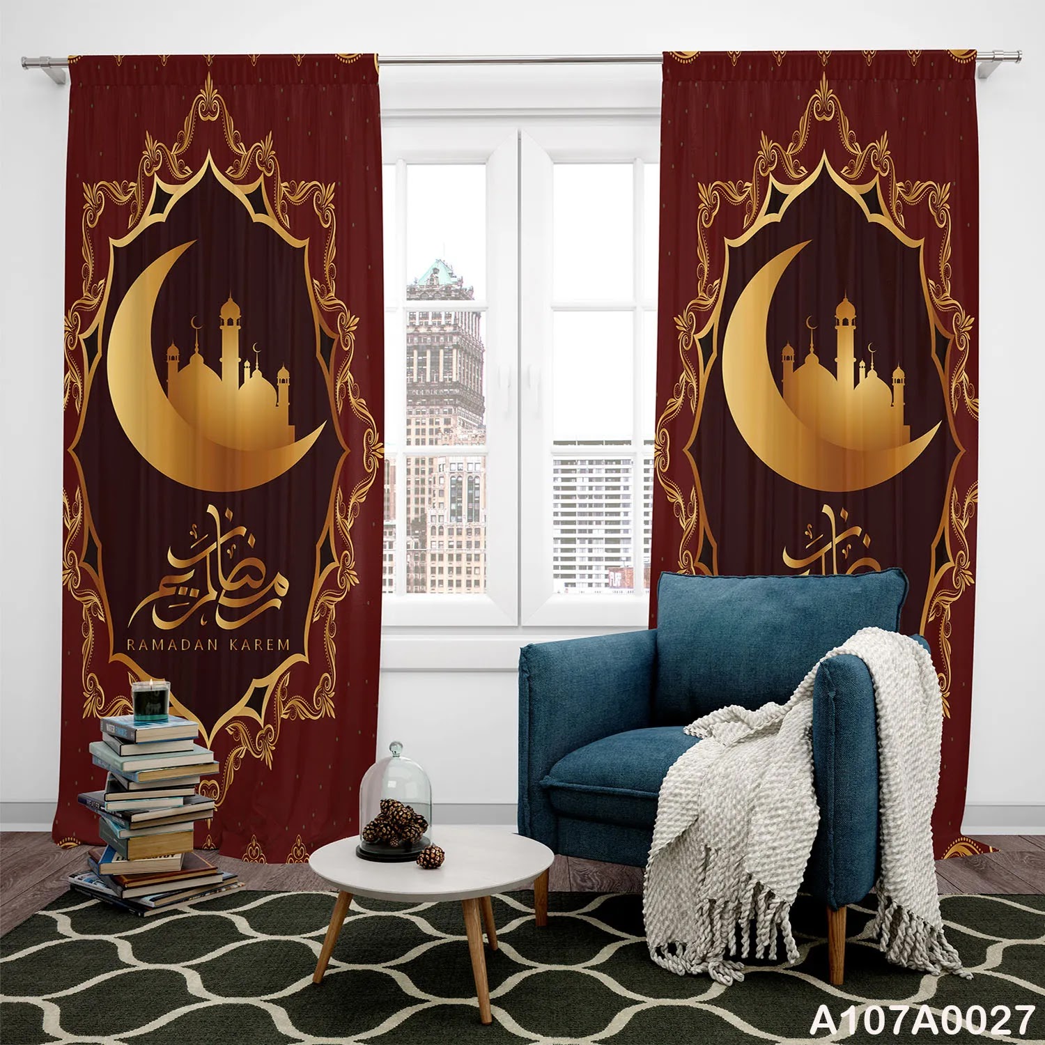 Curtains in burgundy and brown for Rmadan kareem