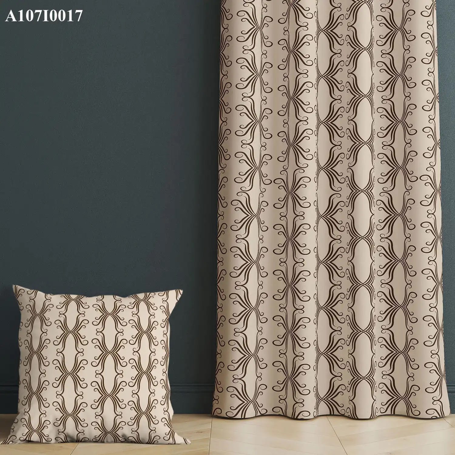 ستائر ووجه مخدة مطبوع