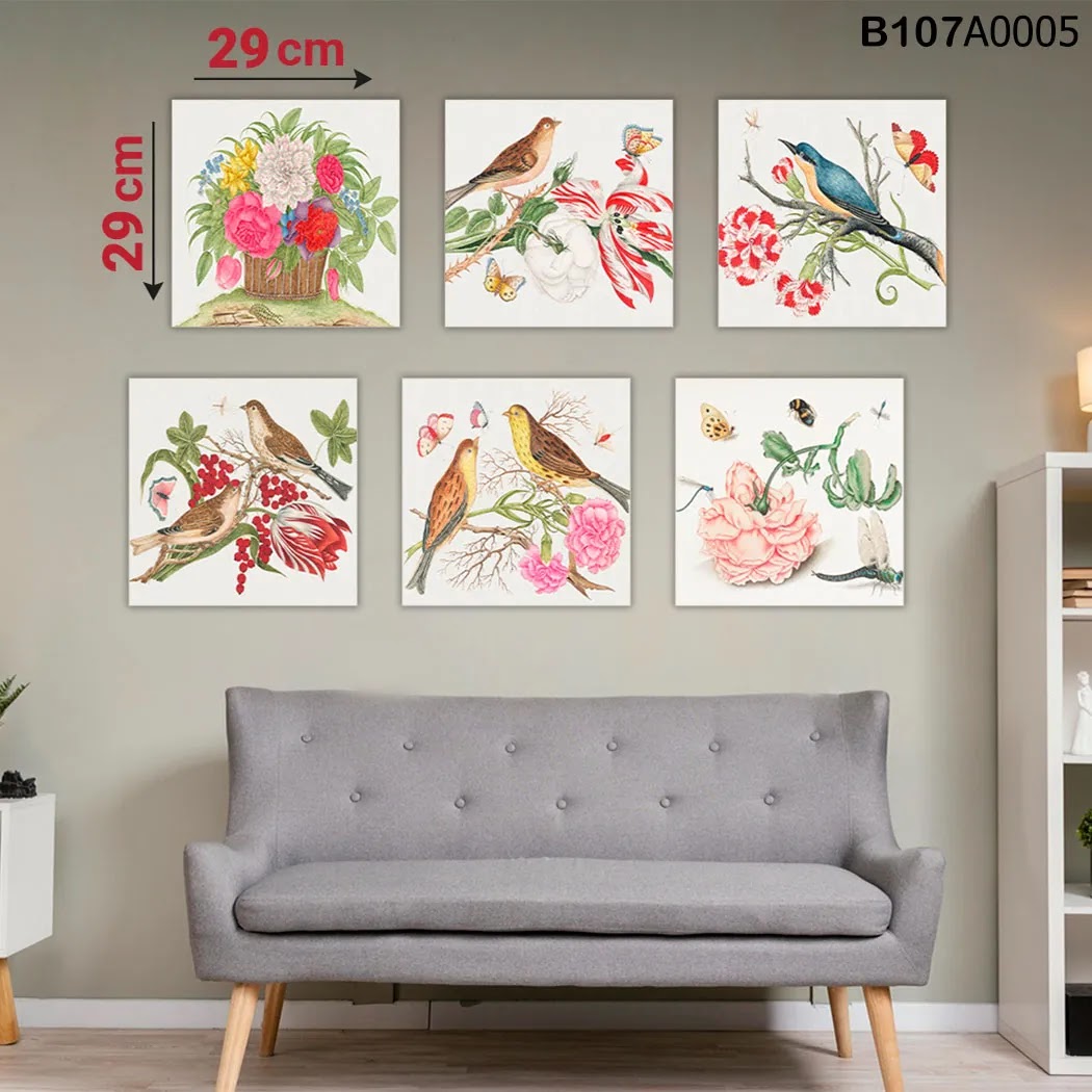 لوحة حائط خشبية مطبوعة – طقم 6 قطع