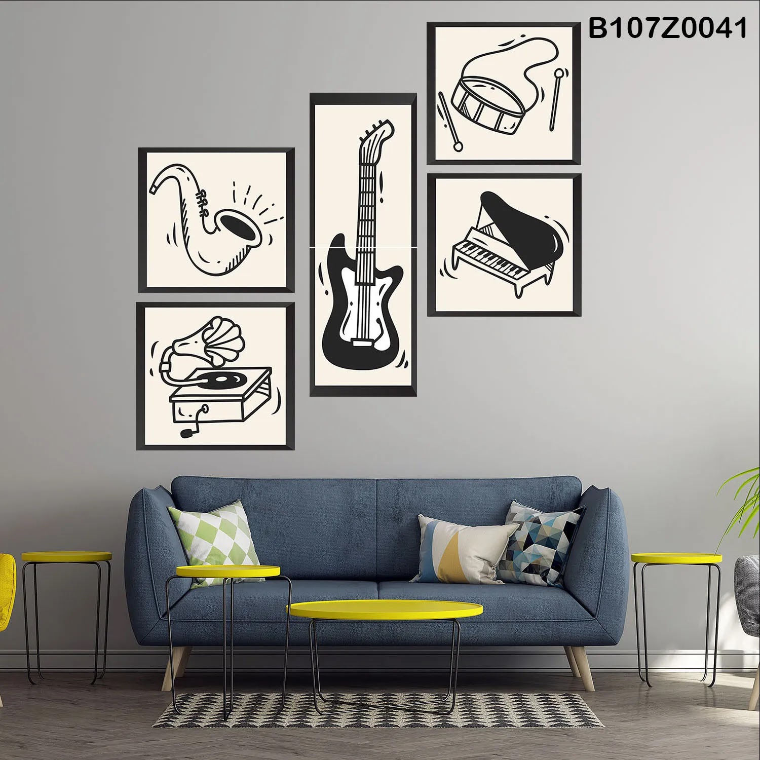 لوحة حائط خشبية تعليق مطبوعة – طقم 6 قطع