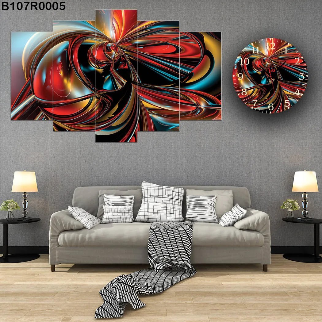 لوحة جدارية مع ساعة