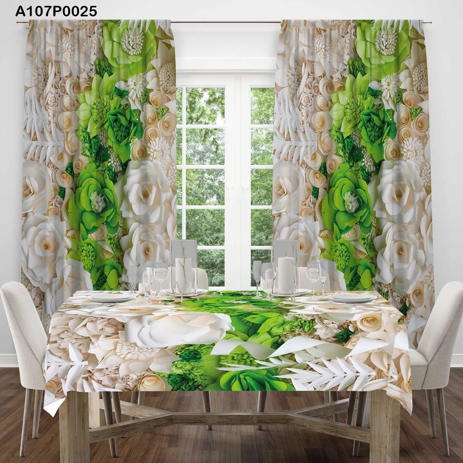 ستائر ووجه طاولة مطبوع