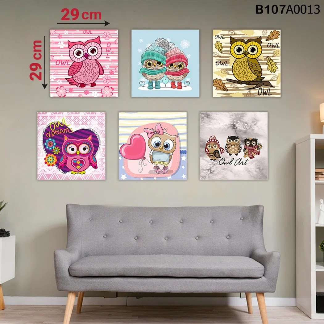 لوحة حائط خشبية مطبوعة – طقم 6 قطع