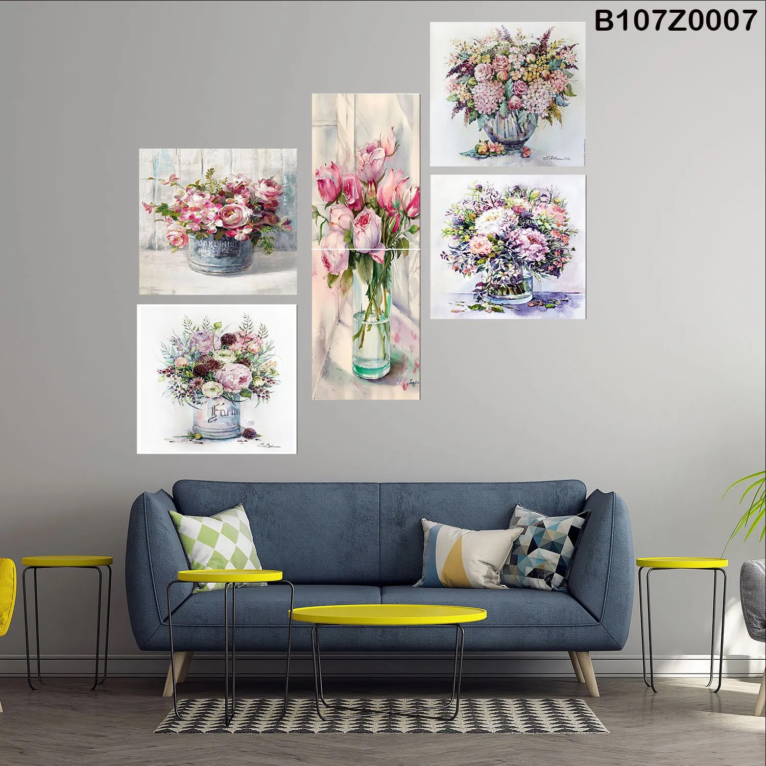 لوحة حائط خشبية تعليق مطبوعة – طقم 6 قطع