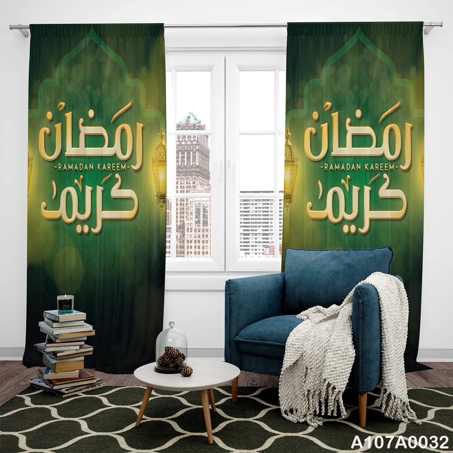 Curtains for Ramadan in green