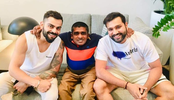 Sri Lankan disabled cricket enthusiast Gayan Senanayake receives a visit from Virat Kohli and Rohit Sharma.