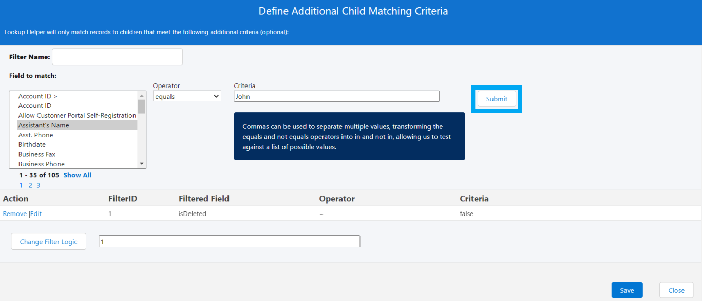 LH define matching criteria