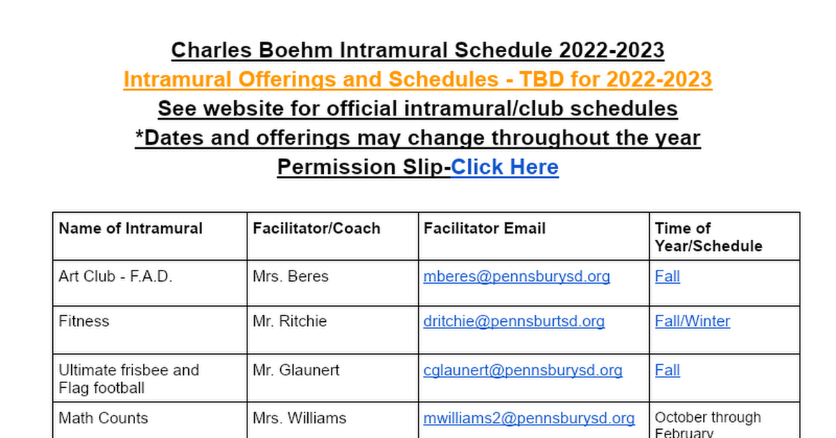 Boehm Intramurals 2021-2022