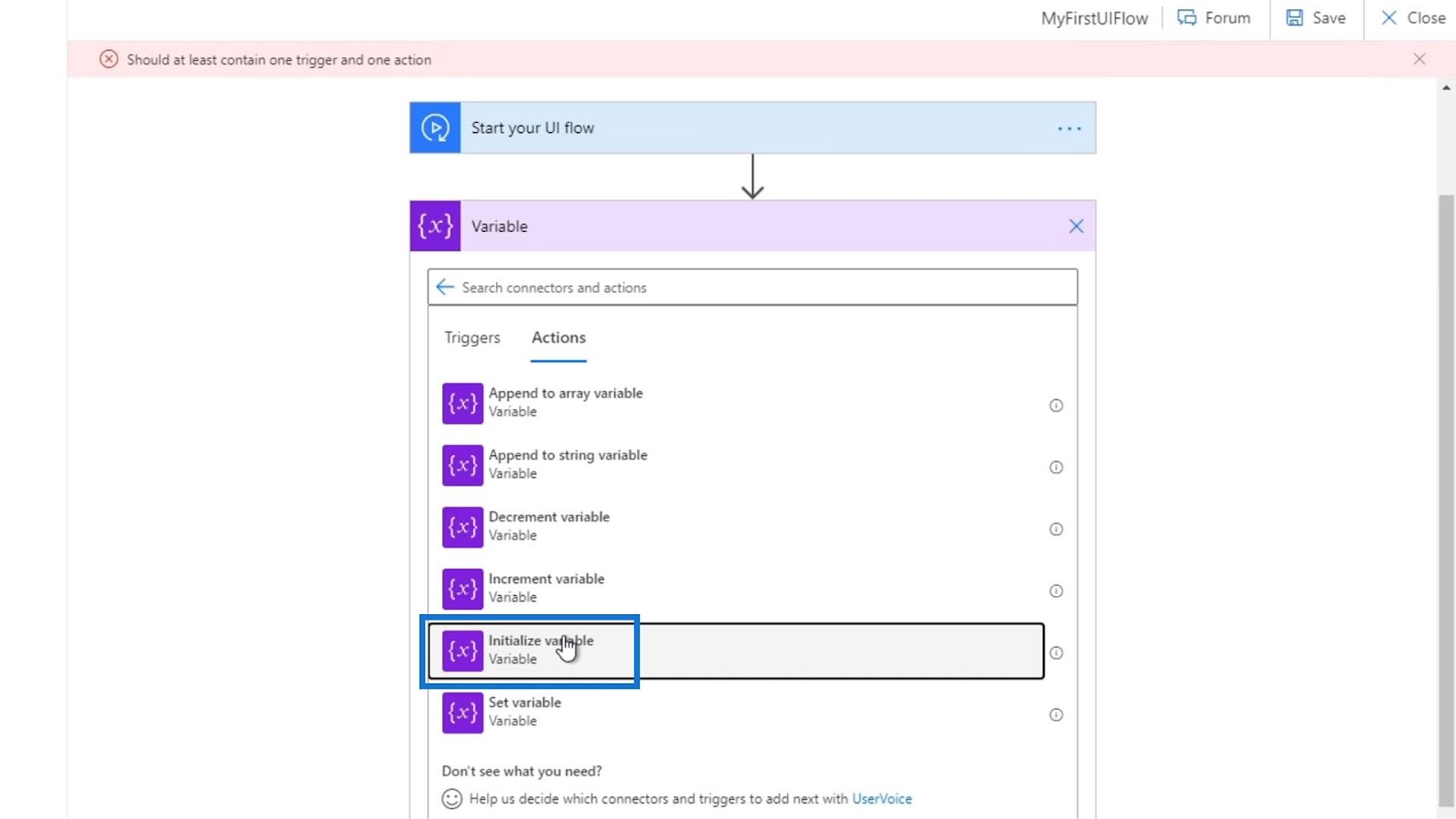 UI Flow Inputs