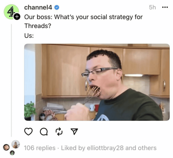 Channel 4 Threads Marketing Meme Post 