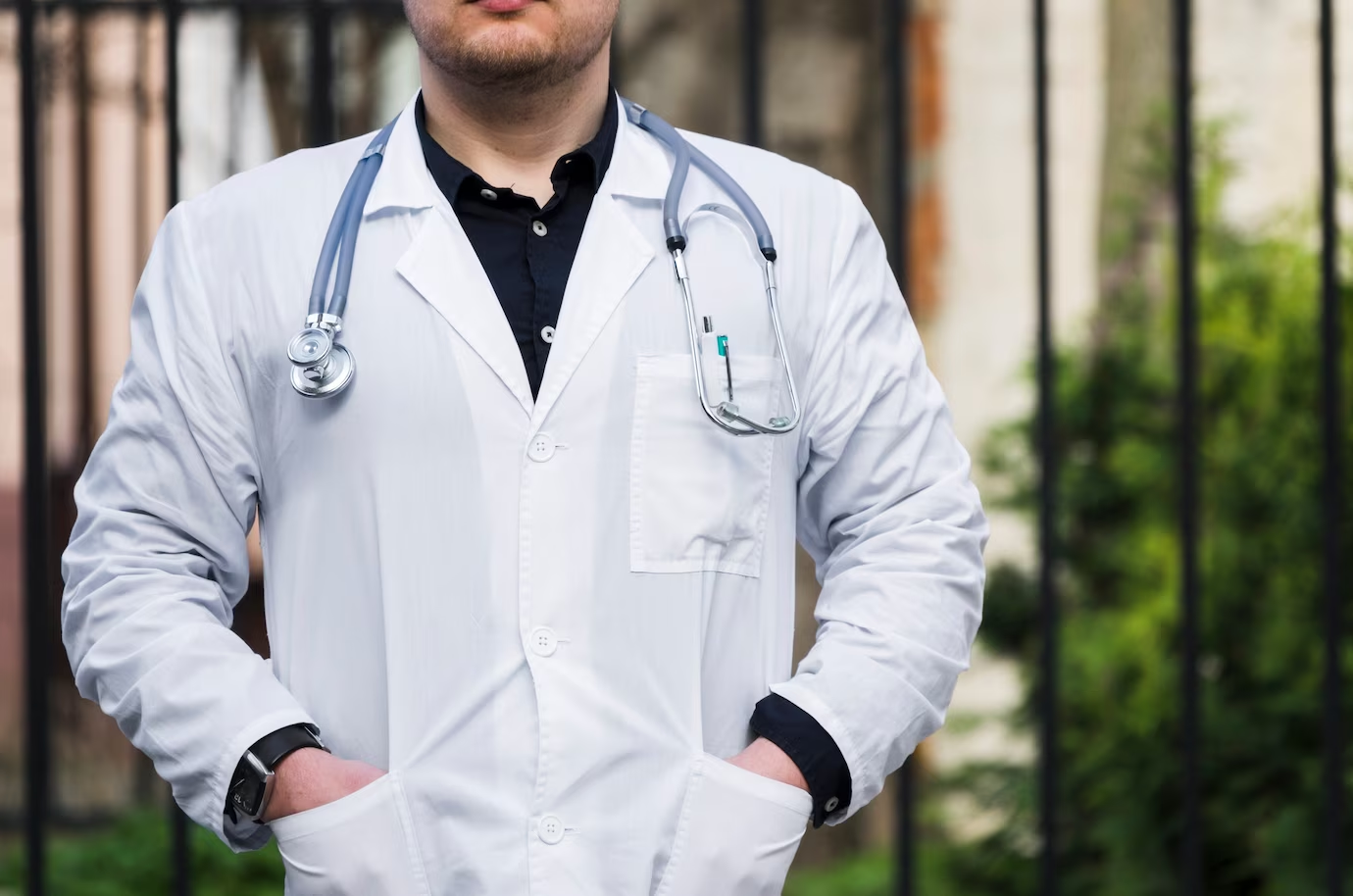 Doctor with stethoscope represents pre-med research experience.