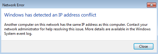 اكتشف Windows  تعارض في عنوان IP