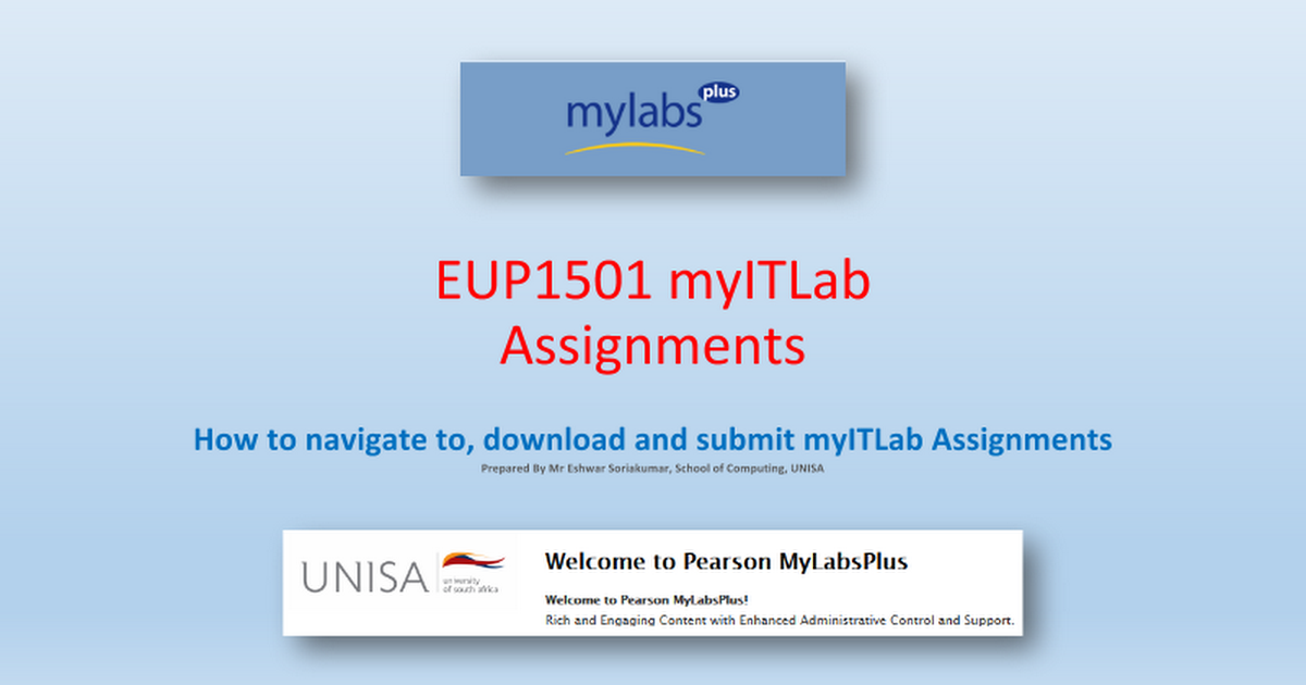 EUP1501 myITLab Assignments - Google Slides