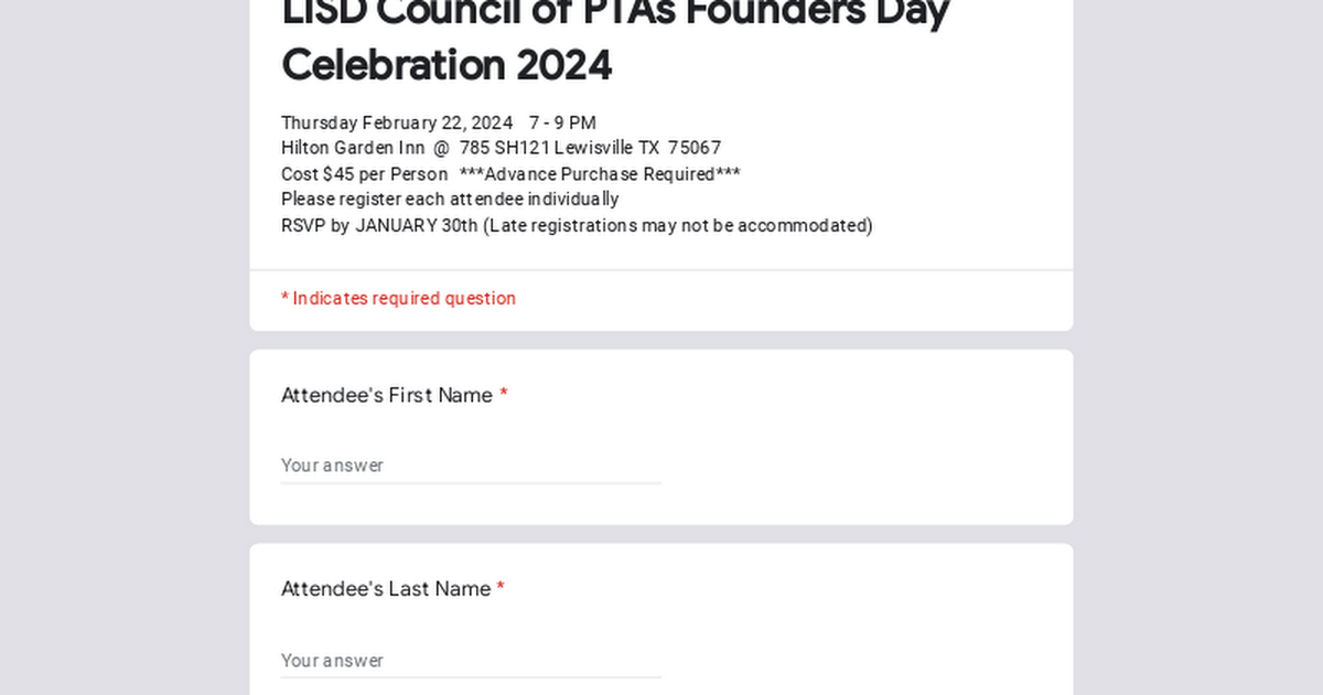 LISD Council of PTAs Founders Day Celebration 2024