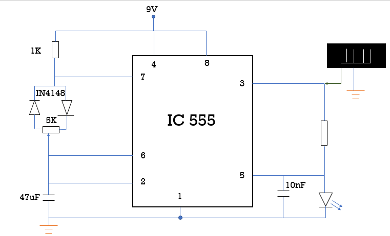 IC 555 PWM using Diodes